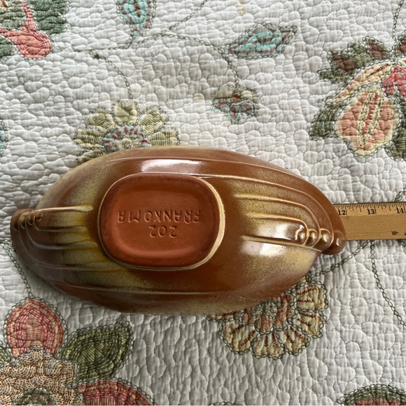 VINTAGE FRANKOMA 202 SERVING BOWL Drip Glaze MCM 12x6x4 EUC no damage/Chips EUC - Picture 3 of 4